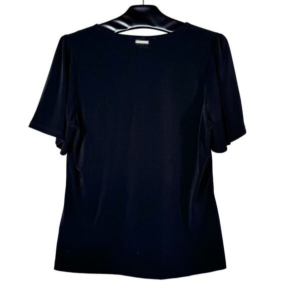 Michael Kors Black Grommet Short Sleeve Lace Up Top Medium - Picture 2 of 9